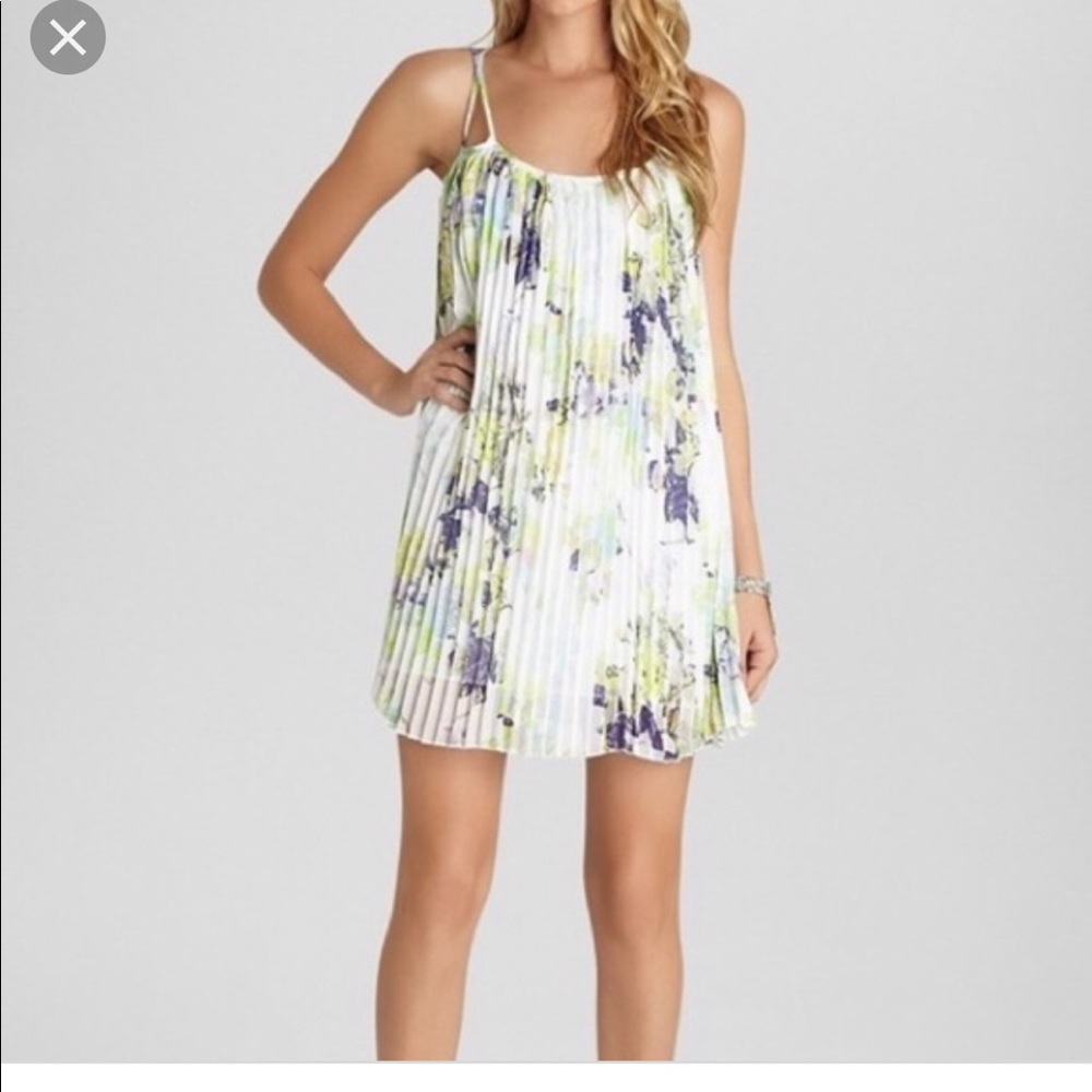 BCBG Floral A-line Pleated Dress